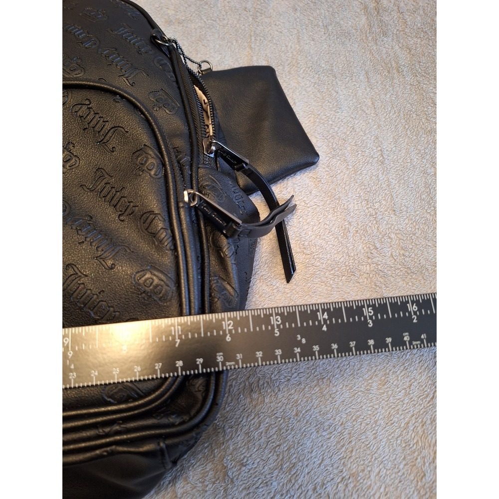 Juicy Couture Black Embossed Gothic Logo Backpack with Coin Purse Accessory - Picture 8 of 8